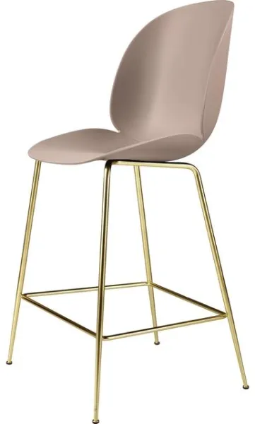 GUBI Beetle Sgabello H65 Base Conica Ottone Semi Opaco/Sweet Pink