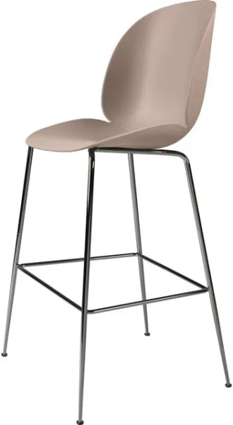 GUBI Beetle Sgabello Bar H75 Base Conica Cromo Nero/Sweet Pink