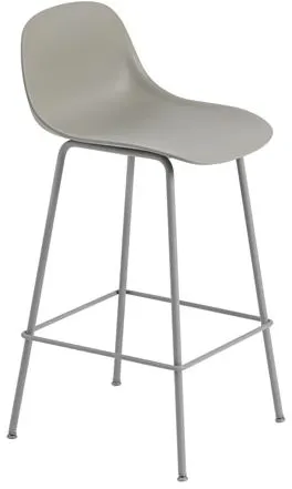 Sgabello Muuto Fiber con Base Tubolare e Schienale Grigio/Grigio H87,5 cm