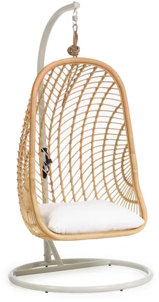 Ekaterina, Sedia sospesa da esterno, naturale/bianco, H197x105x105 cm