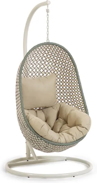 Cira, Sedia sospesa da esterno con supporto, verde, H197x105x105 cm