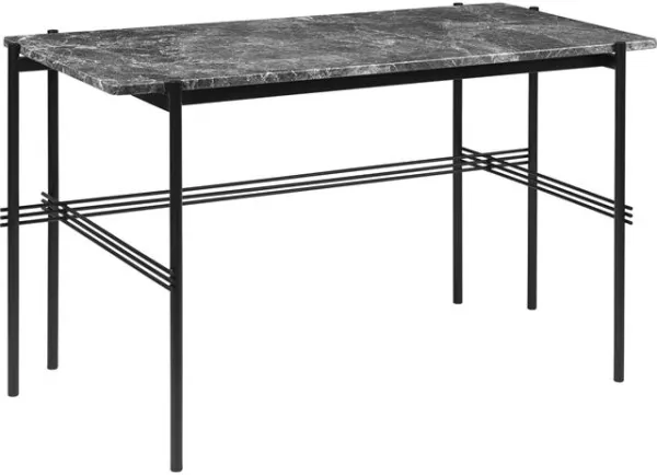 Scrivania GUBI TS 120 x 60 cm con base nera e piano in marmo Grigio Emperador